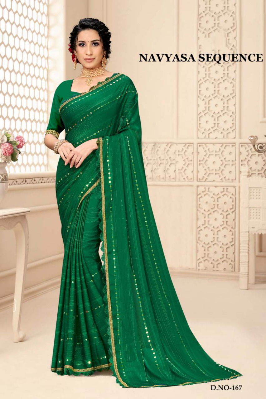 Ynf Navyasa New Exclusive Wear Sequence Georgette Fancy Sarees Collection 